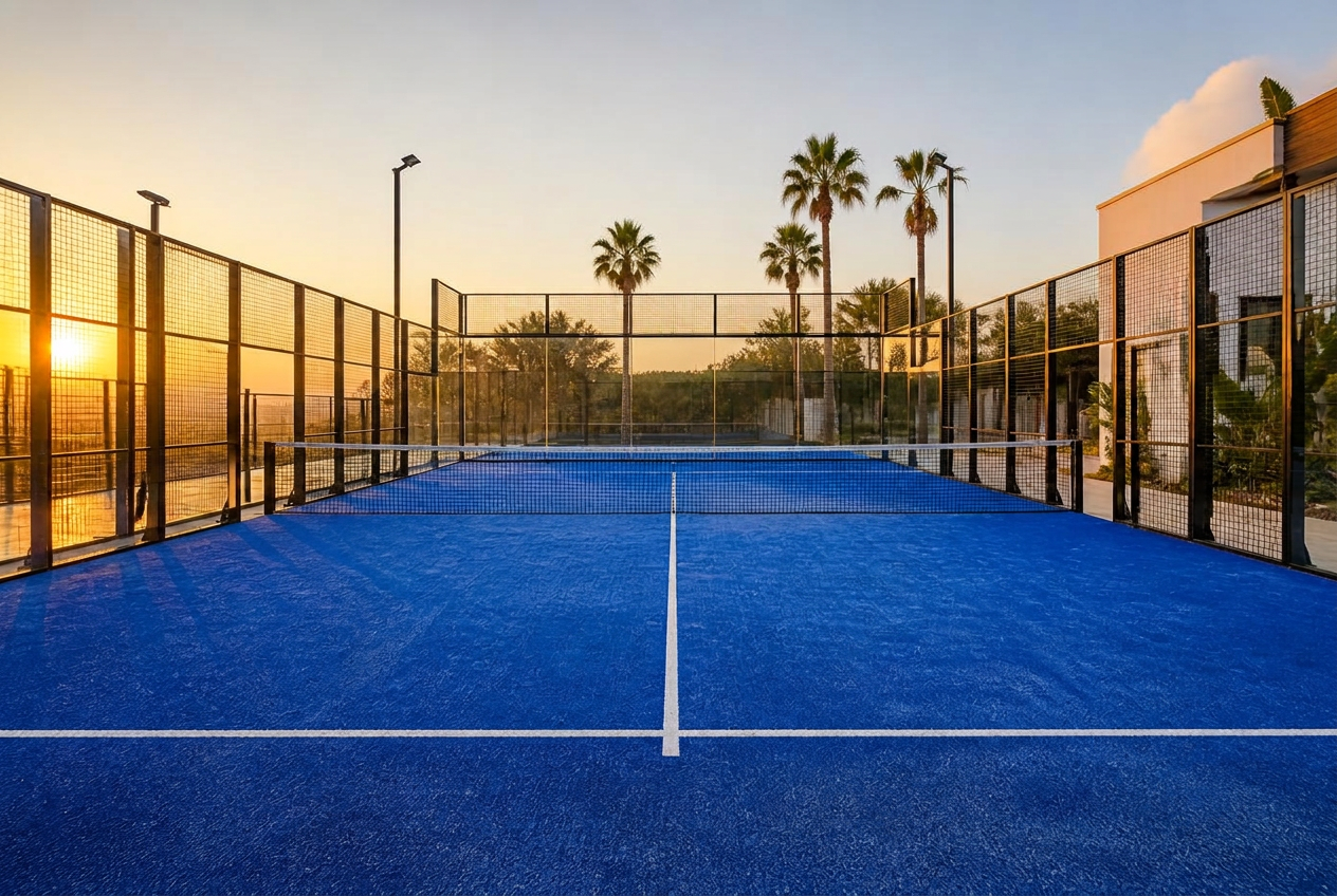 Players on an outdoor padel court in southern Portugal